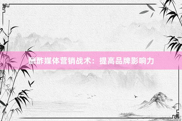 酬酢媒体营销战术：提高品牌影响力